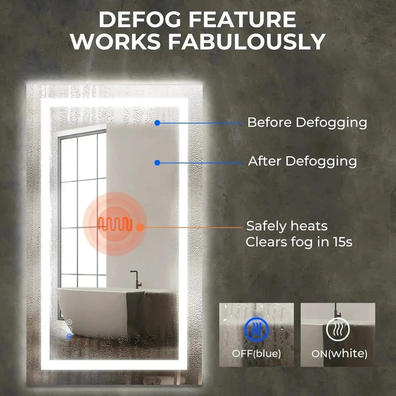 36 x 24  Inch Center Glow LED Bathroom Mirror