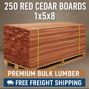 🪵 250 Red Cedar Boards 1x5x8 – Premium Bulk Lumber 🚚 Free Freight Shipping