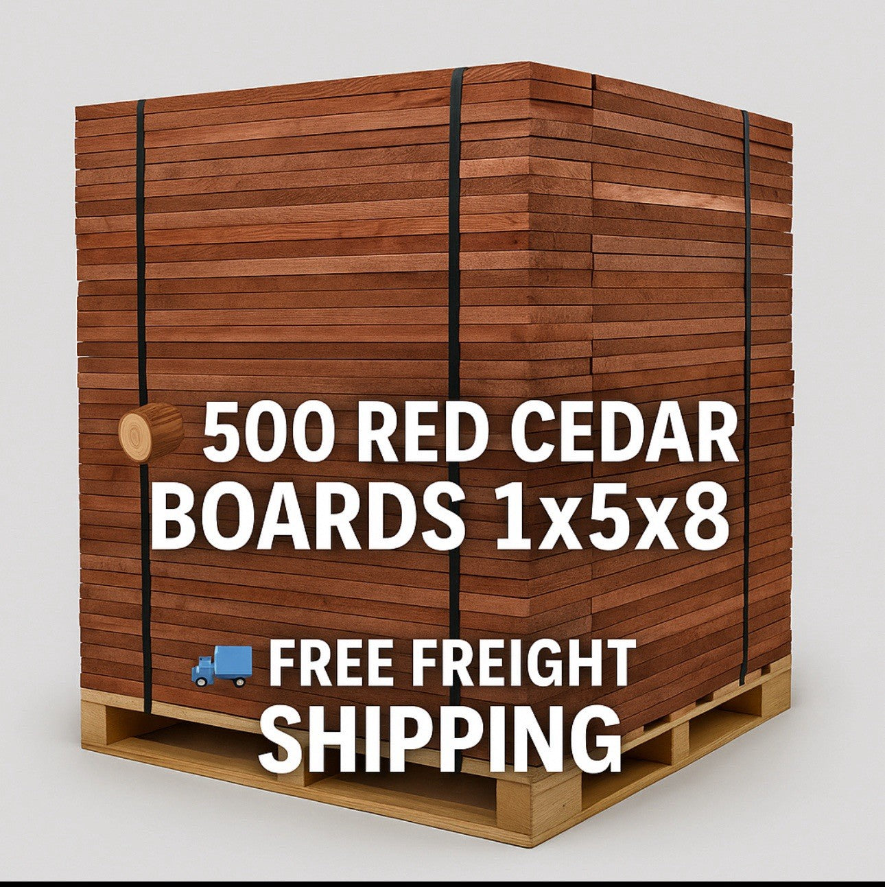 🪵 500 Red Cedar Boards 1x5x8 – Premium Bulk Lumber 🚚 Free Freight Shipping