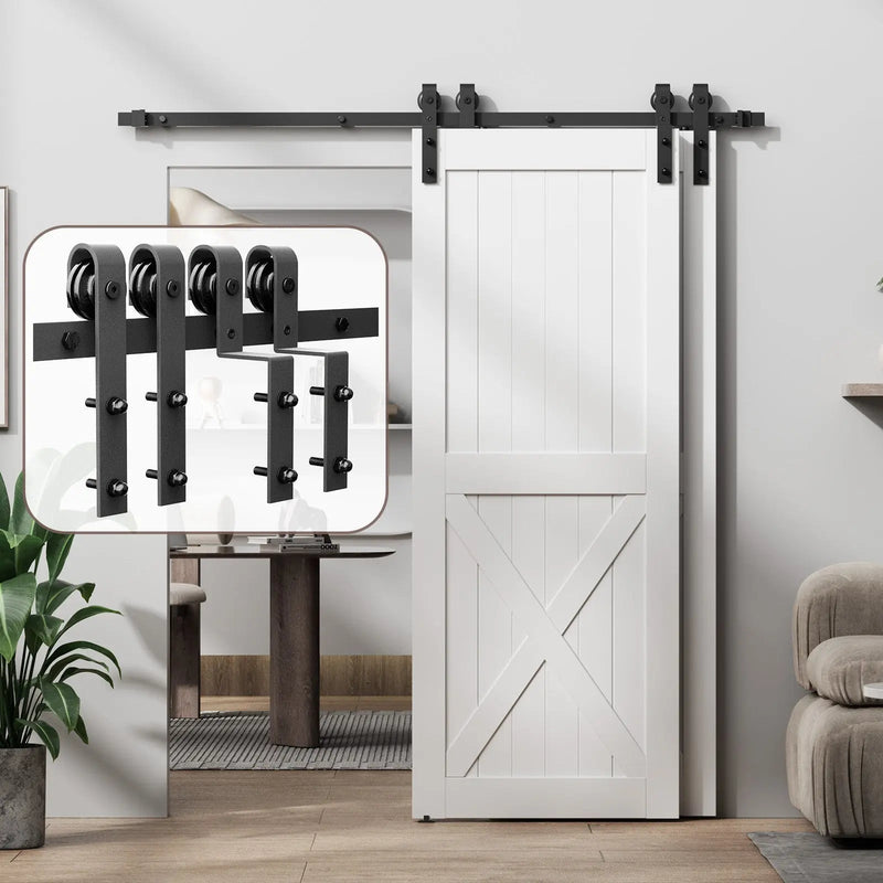 Bypass Sliding Barn Door Hardware Kit Basic J Pulley (No Door)