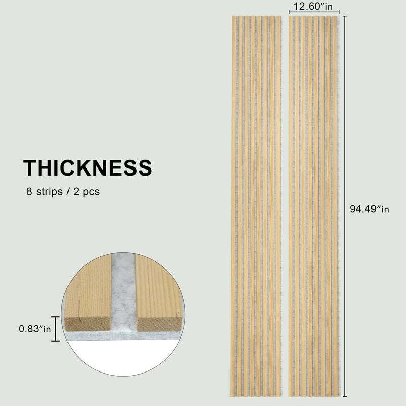 Luxury Oak | Grey Felt | Acoustic Solid Wood Wall Panels ( 2 Panels Per Box）