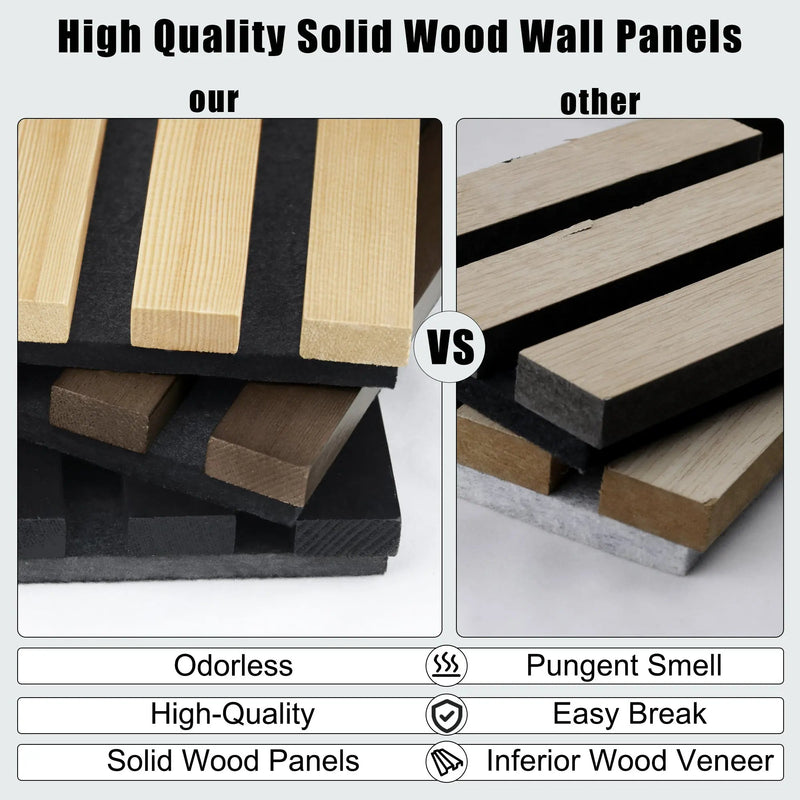 Luxury Oak | Grey Felt | Acoustic Solid Wood Wall Panels ( 2 Panels Per Box）