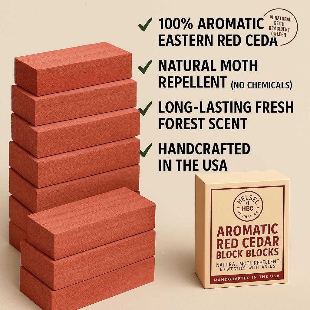 Moth Block Aromatic Red Cedar Closet Blocks – Natural Moth Repellent, Handcrafted ...