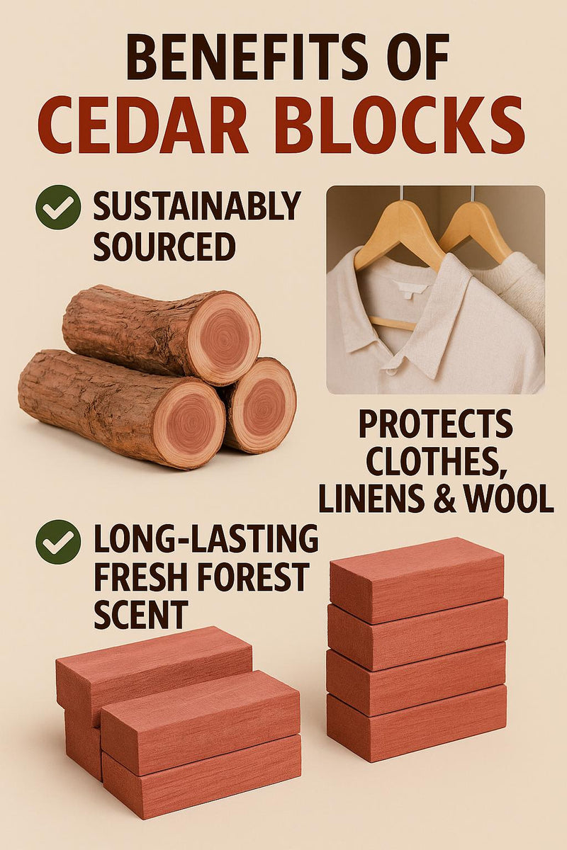 Moth Block Aromatic Red Cedar Closet Blocks – Natural Moth Repellent, Handcrafted ...